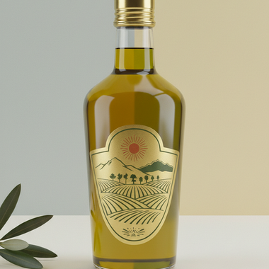 Wild-harvested extra virgin olive oil bottle