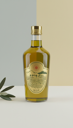 Wild-harvested extra virgin olive oil bottle